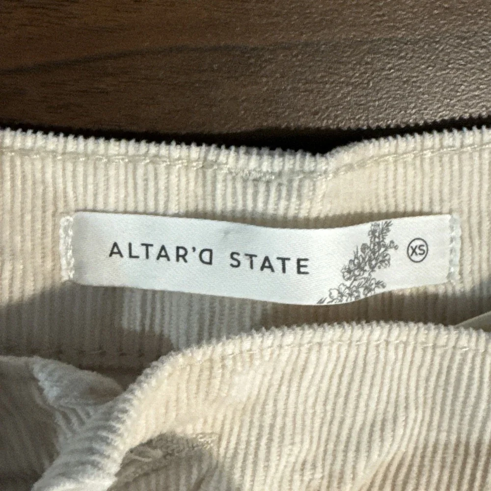 Altar'd State Flannel Mini Skort Womens‎ XS Beige Side Button Preppy School